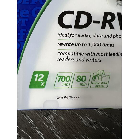 CD-RW (10 Pack) Office Depot 12x 700 MB 80 Min, New and Sealed - Picture 4 of 6